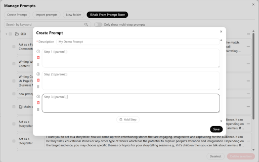 ChatGPT Prompt Manager, Folder, Library, Auto Send - ChatGPT Mods screenshot 1