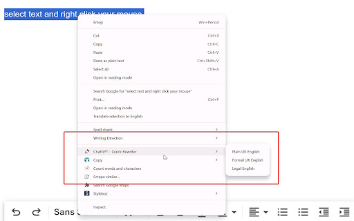 ChatGPT Quick Rewriter screenshot 1