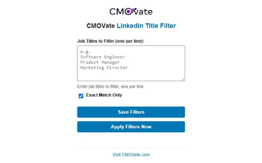 CMOVate LinkedIn Title Filter screenshot 1
