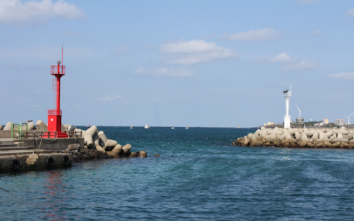 Coastal Harbor Entrance with Twin Lighthouses screenshot 1