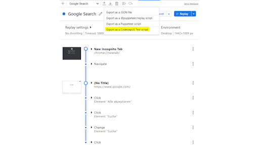 CodeceptJS Chrome Recorder screenshot 1