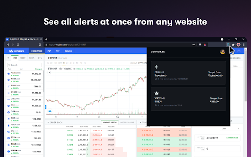 Coingaze | Set Crypto alerts from WazirX screenshot 1