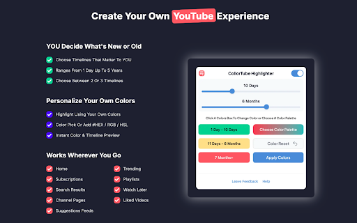 CollorTube YouTube Video Upload Age Color Highlighter screenshot 1
