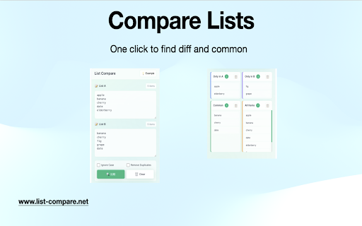 Compare Lists screenshot 1