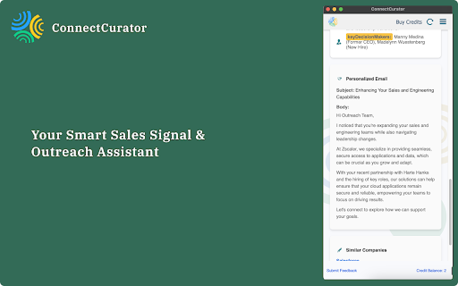 ConnectCurator: Account Research & Sales Signals Assistant screenshot 1