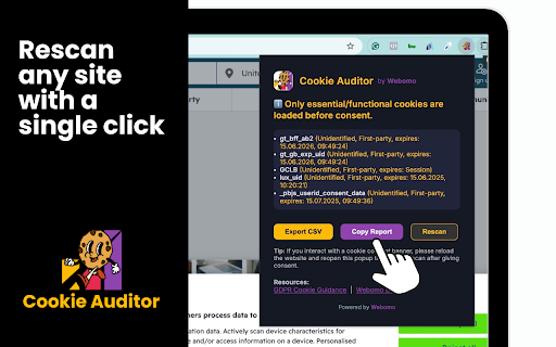 Cookie Auditor by Webomo screenshot 1