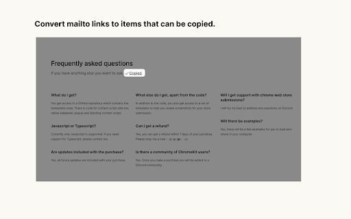 Copy mailto email screenshot 1