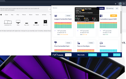 Core Web Vitals history screenshot 1