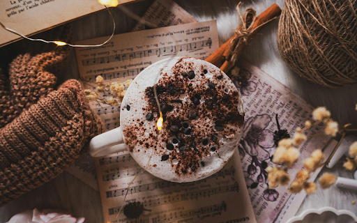 Cozy Autumn Coffee with Books and Fairy Lights screenshot 1