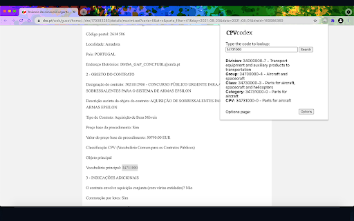 CPVcodex screenshot 1