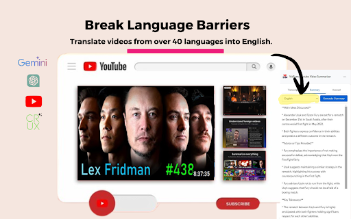 Crux AI: YouTube Video Summarizer screenshot 1