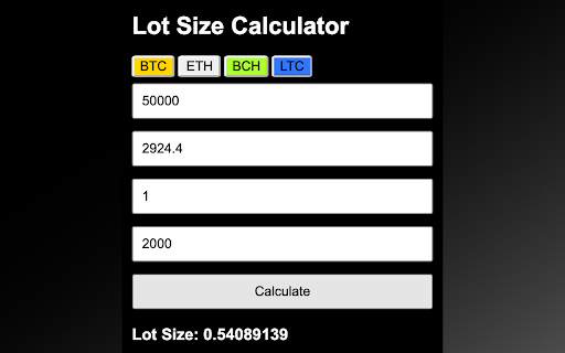 Crypto Lot Size Calculator screenshot 1