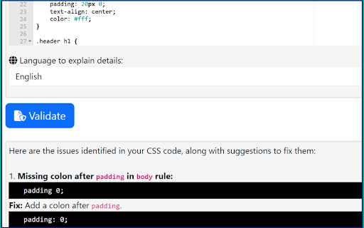 CSS validator screenshot 1