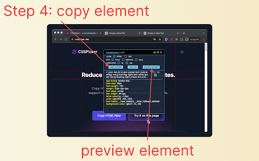 cssPicker - copy css from website screenshot 1