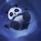 Cute anime panda painting theme logo