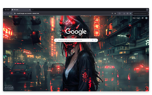 Cyberpunk Oni Mask Babe (Live Wallpaper) screenshot 1