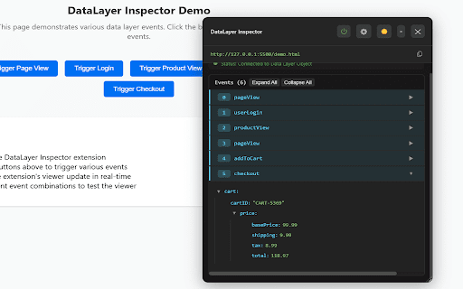DataLayer Inspector screenshot 1