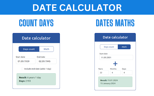 Date calculator screenshot 1
