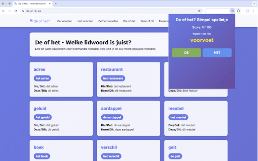 De of het? Simpel lidwoordenspelletje screenshot 1