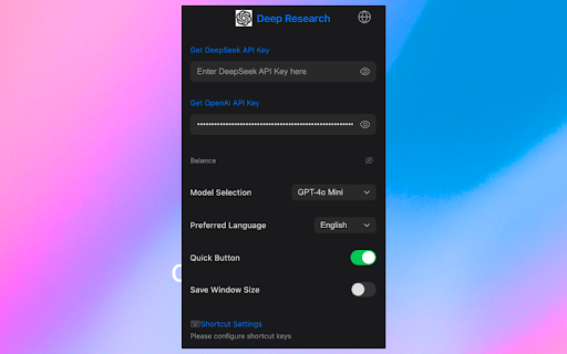 Deep Research screenshot 1