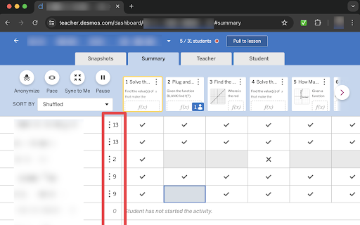 Desmos Dashboard Checkmarks screenshot 1