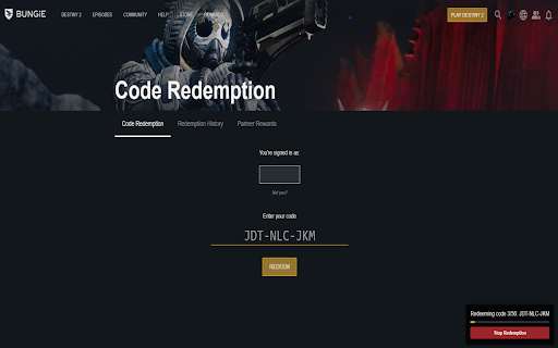 Destiny2 Code Redeemer screenshot 1