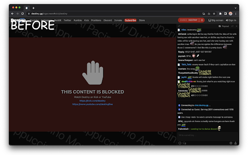 Destinygg Bigscreen Unblock screenshot 1