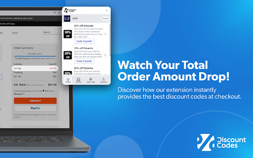 DiscountCodes Savings Assistant screenshot 1