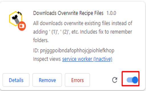 Downloads Overwrite Recipe Files screenshot 1