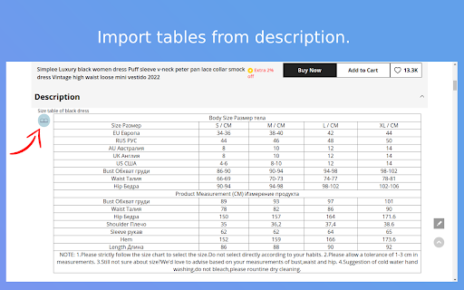 DSize: Dropship Clothing Size Chart screenshot 1