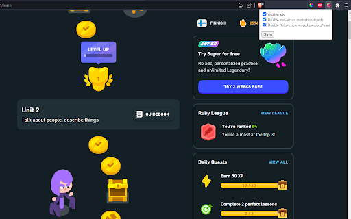 Duolingo Annoyance Blocker screenshot 1