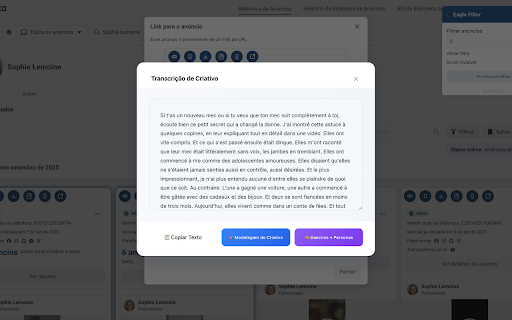 Eagle Vizzion - Adspy da Biblioteca de Anúncios screenshot 1
