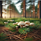 Early morning pine forest wallpaper logo