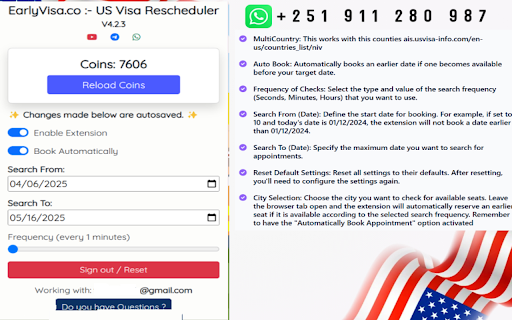EarlyVisaUSA: US visa Appointment Rescheduler screenshot 1