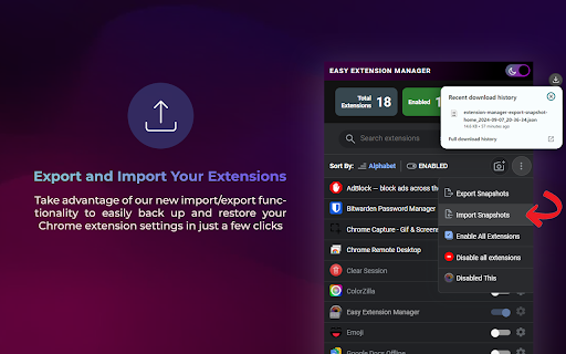 Easy Extension Manager screenshot 1