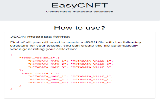 EasyCNFT Comfortable Metadata screenshot 1