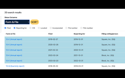 Edgar Search Sorter screenshot 1