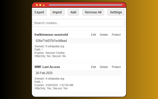 Edit Cookie screenshot 1