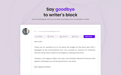 Email Whisperer - GPT AI Email Writer screenshot 1