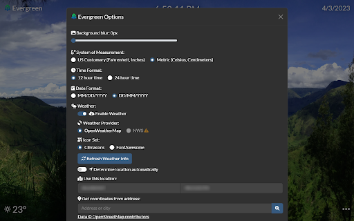 Evergreen New Tab screenshot 1