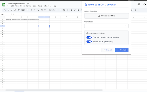Excel to JSON Converter screenshot 1