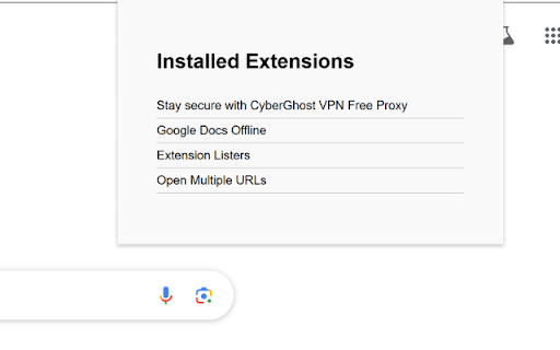 Extension Listers screenshot 1