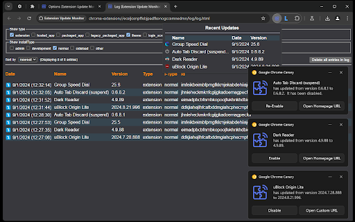 Extension Update Monitor screenshot 1