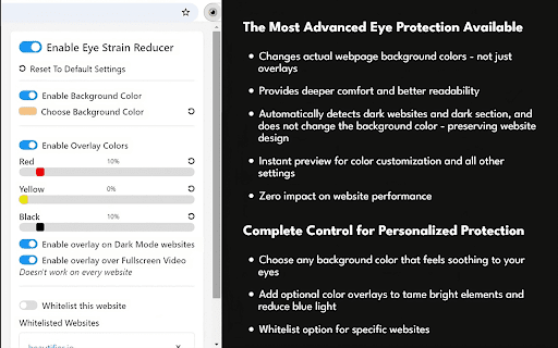 Eye Strain Relief Pro: Smart Background & Overlay Color Control screenshot 1