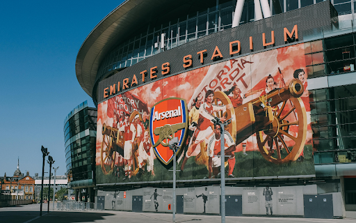 Facade of Emirates Stadium in London screenshot 1