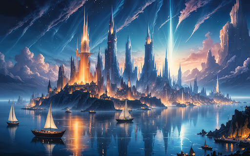 Fantasy landscape with magical castle screenshot 1