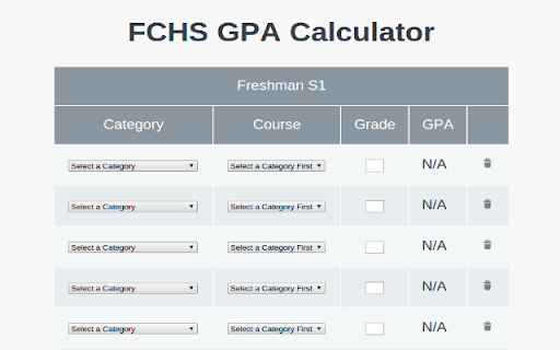 FCHS GPA Calculator screenshot 1