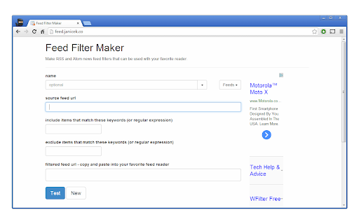 Feed Filter Maker screenshot 1