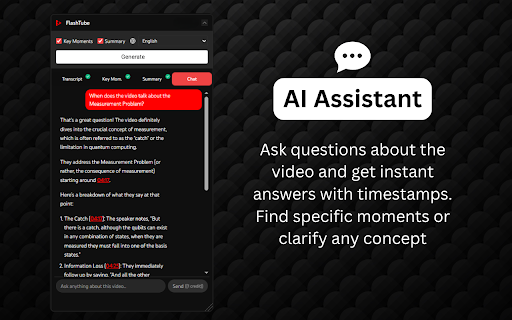 FlashTube - YouTube Summary, Transcript, Key Moments & Chat screenshot 1