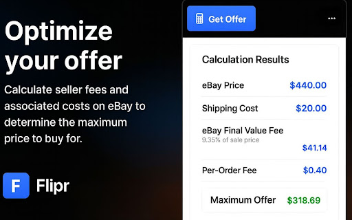 Flipr - eBay Reselling Profit Calculator screenshot 1